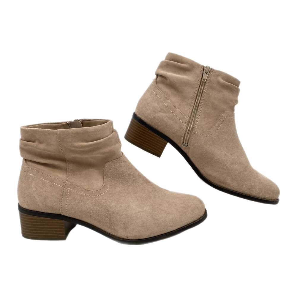 Vionic Beige Ankle Boots Shoes Beige Zip Round Toe | Womens 9